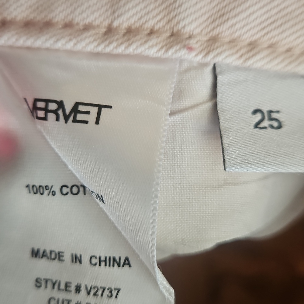 Womens Light Pink Distressed Knee-Rip Vervet Jeans Size 25 - Picture 3 of 4